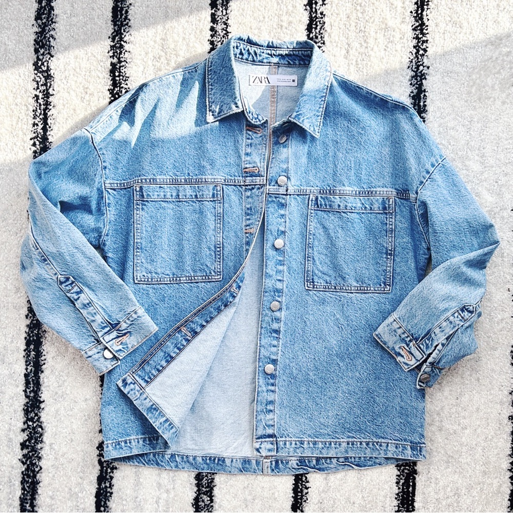 Zara Blue Denim Shirt Jacket, Like New